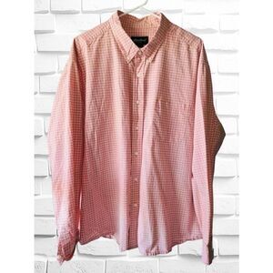 Eddie Bauer Men’s XXL Orange Plaid Long Sleeve Button Down Business Casual Shirt